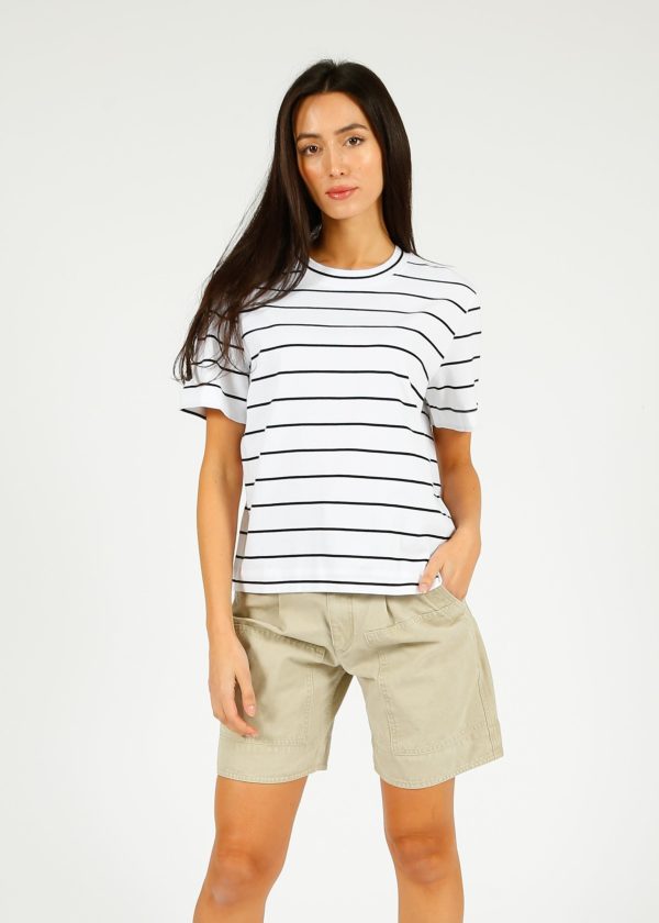 SLF Essential SS Boxy Striped Tee in Black, White Sale