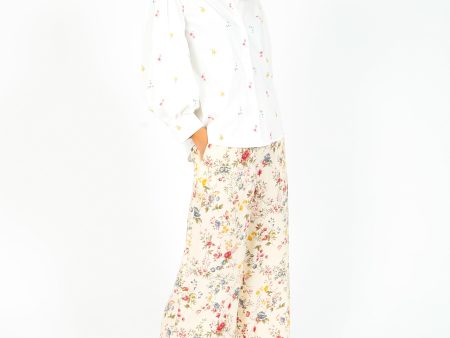 MM Gradara Printed Trousers in Ivory on Sale