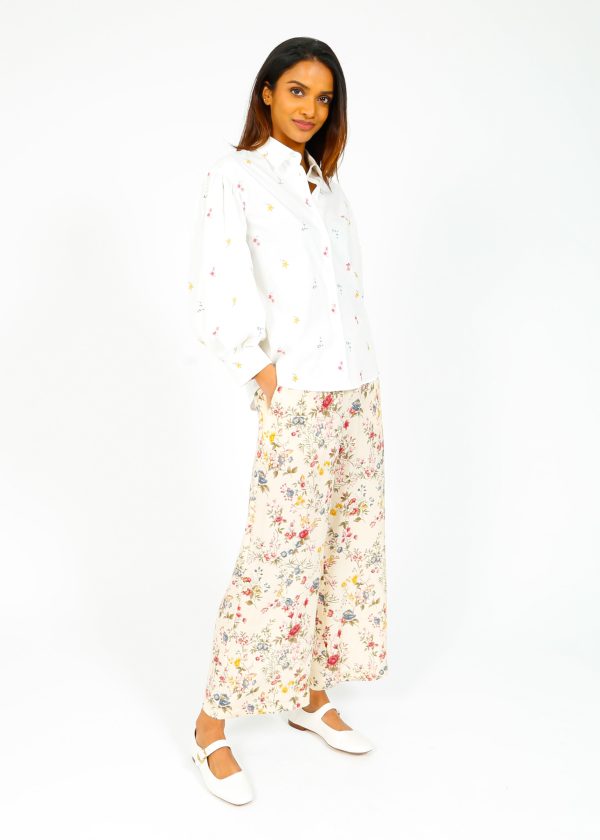 MM Gradara Printed Trousers in Ivory on Sale