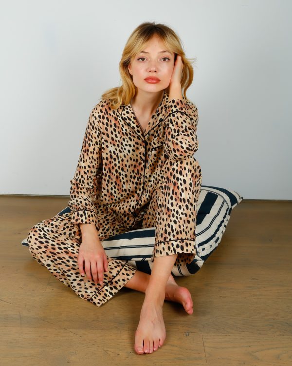 RIXO Austin PJ Set in Leopard Discount