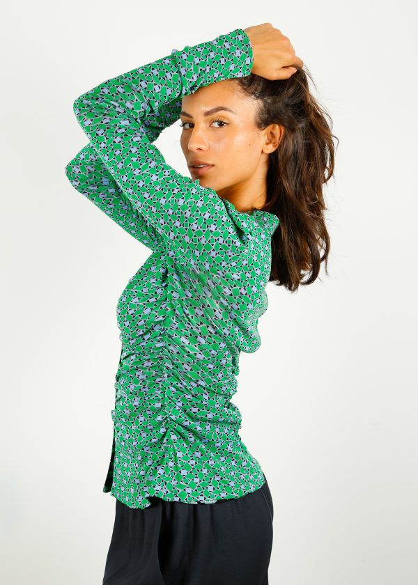 DVF Nathaniel Reversible Top in Dots Blossom,Venice Geo Fashion