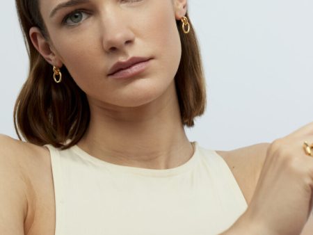 TS Small Gold Double Link Studs Online Hot Sale