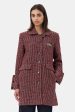 GANNI W0031 Woolen Check Midi Jacket in Racing Red Discount