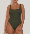 HG Square Neck Swim in Metallic Khaki Hot on Sale