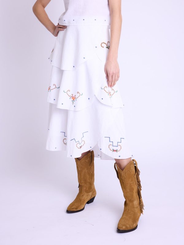 BER Jila Broderie Skirt in White Online Hot Sale