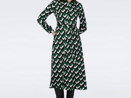 DVF Gizelle Dress in Blocks Green Hot on Sale