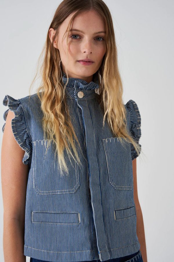 S&M Pablo Waistcoat in Striped Denim Fashion