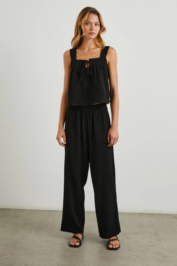 RAILS Leon Crop Trouser in Black Gauze For Sale