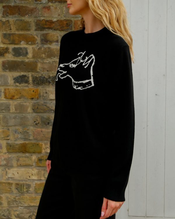 BF Cashmere Lucian Dog Jumper in Black Supply