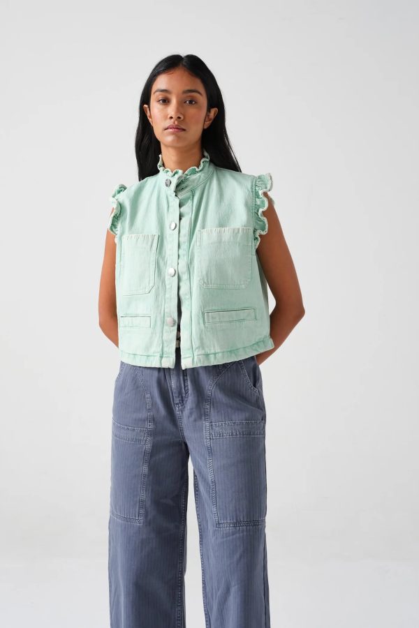 S&M Pablo Waistcoat in Washed Mint For Cheap