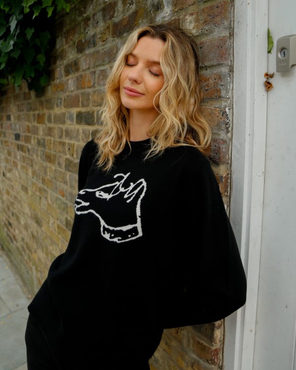 BF Cashmere Lucian Dog Jumper in Black Supply