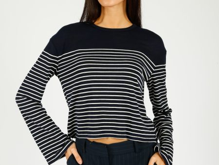 R&B The Knit Boxy Stripe in Navy, Ivory Supply