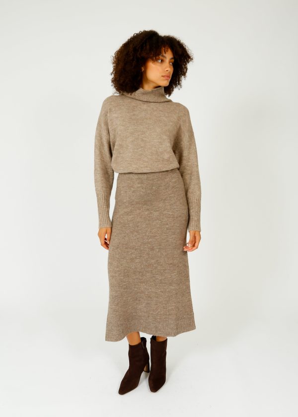 SUNCOO Falba Knit Skirt in Taupe For Sale