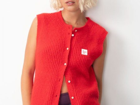 AV East 19 SL Knit Vest Cardi in Chilli Chine Discount