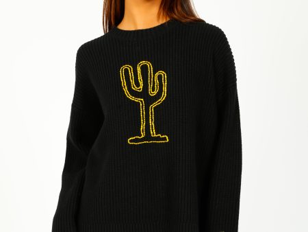 BF Cactus Chain Stitch Jumper in Black For Discount