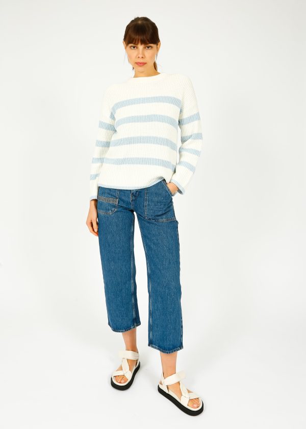 SLF Bloomie LS Stripe Knit in Snow White Online now