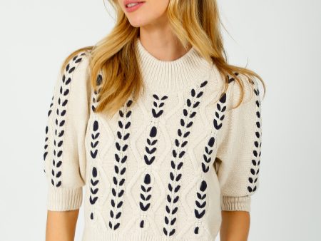 RAILS Addy Cable SS Knit in Oatmeal, Navy Cheap