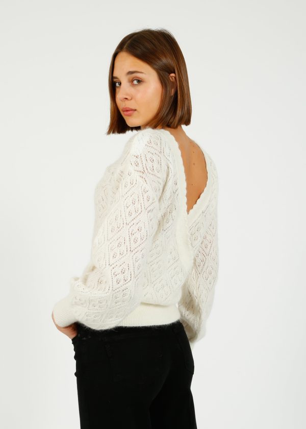 SLF Juliet LS Wrap V Knit in Snow White Cheap