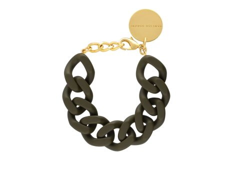 VBARONI Flat Chain Bracelet in Dark Olive Discount