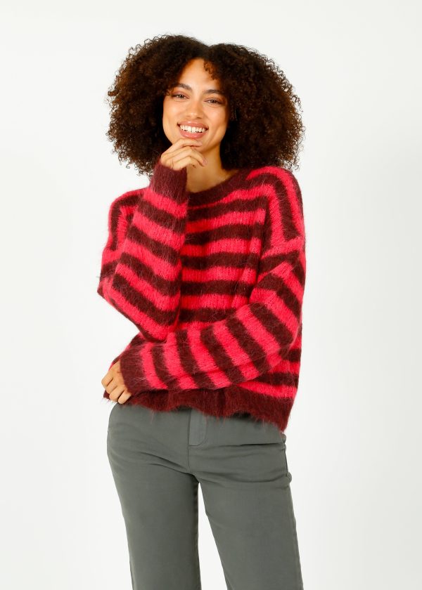 AV Bymi Stripe Knit in Bordeaux, Hortensia Fashion