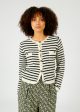 SUNCOO Gabriel Stripe Cardigan in Off White Discount