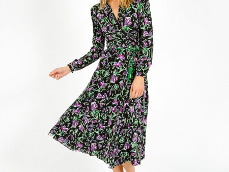 DVF Phoenix Reversible Dress in Tulip Fields, Clover Discount