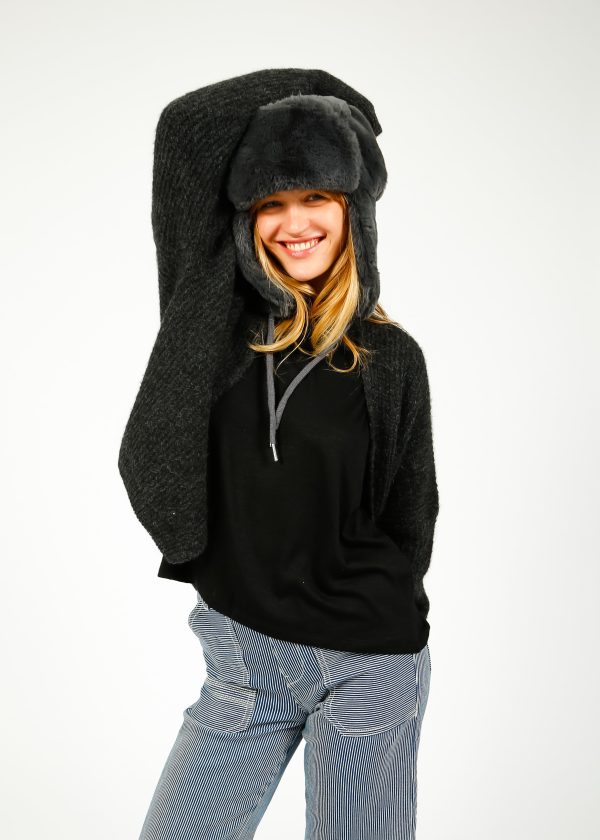 R&P Adele Faux Fur Hat in Night For Cheap