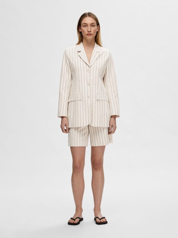 SLF Hilda Fitted Blazer in Pinstripe Sandshell For Discount