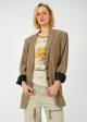 R&B Odessa Italian Wool Blazer in Camel Plaid For Discount