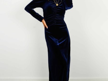 GANNI T3710 Velvet Jersey Long Dress For Sale