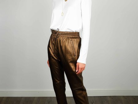 OW Gift Leather Trousers in Metallic For Cheap