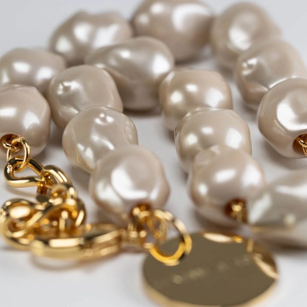 VBARONI Long  Organic Pearl Necklace in Champagne For Cheap