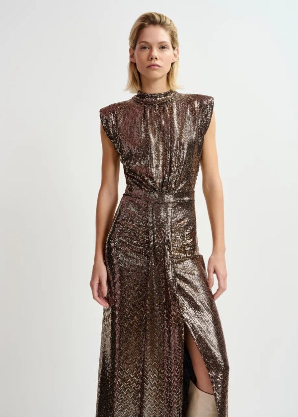 EA Gonnak Fitted Jersey Dress in Gold Supply