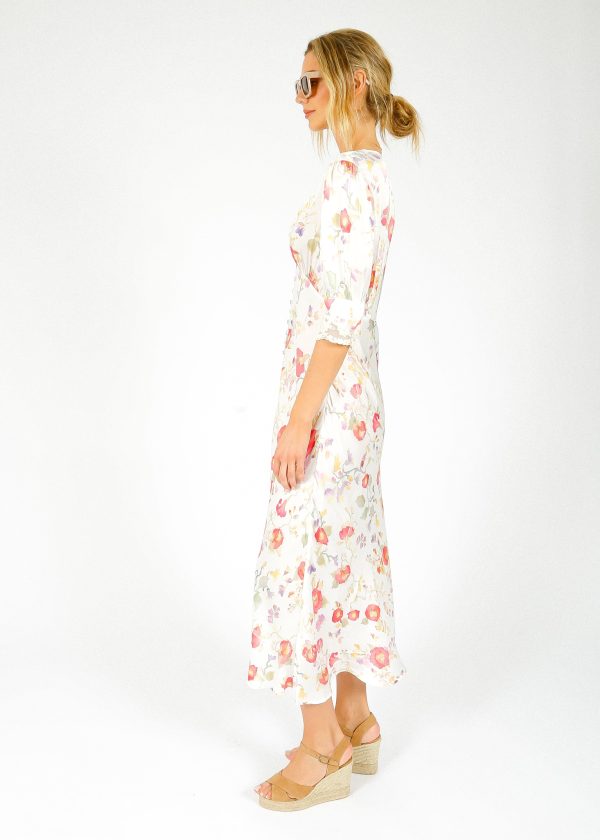 RIXO Simone Dress in Waterblossom Ivory Supply