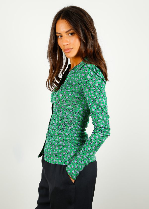 DVF Nathaniel Reversible Top in Dots Blossom,Venice Geo Fashion