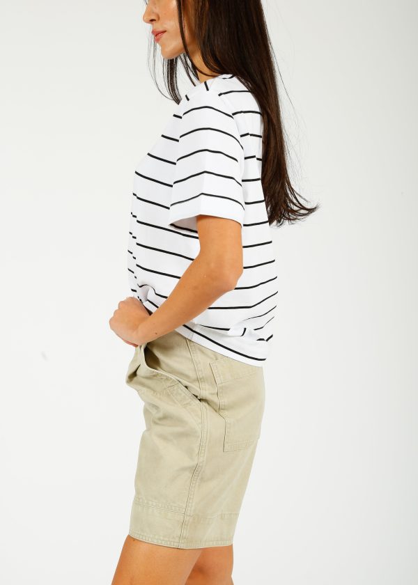 SLF Essential SS Boxy Striped Tee in Black, White Sale