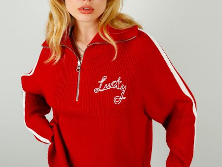 BF Zip Up Lucky Jumper in Red For Cheap