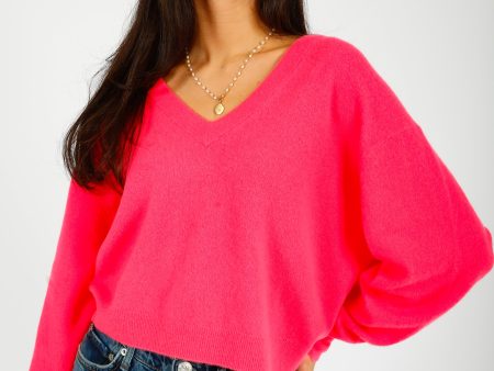 AV  Raxow V Neck Knit in Hortensia Fluro For Cheap