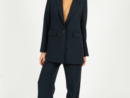 SLF Rita Wide Pant in Dark Sapphire Pin Stripe For Sale