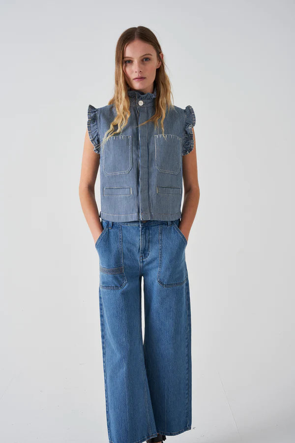 S&M Pablo Waistcoat in Striped Denim Fashion