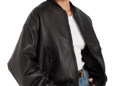 Gigi Leather Bomber - Black Discount