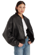 Gigi Leather Bomber - Black Discount