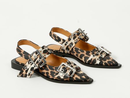 GANNI S2947 Feminine Buckle Ballerina in Leopard Online Hot Sale