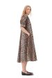 GANNI F8842 Printed Cotton  Poplin V Neck Dress in Leop Cheap