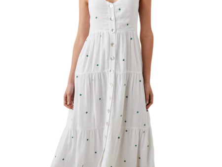 Violet Dress - Green Daisy Embroidery Online Sale