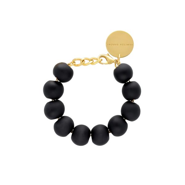 VBARONI Beads Bracelet in Matt Black Online now