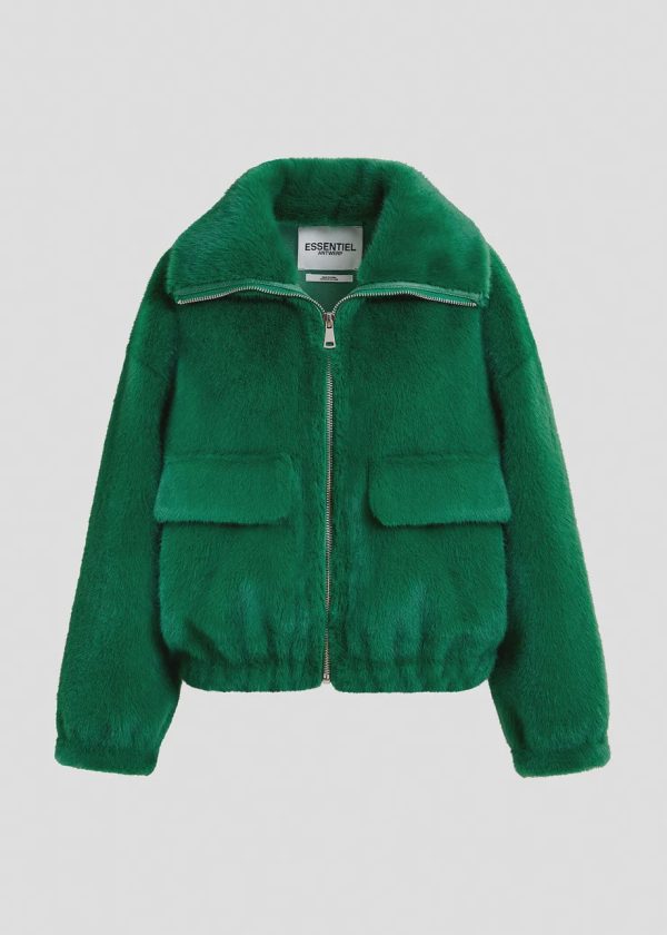 EA Genz Faux Fur Jacket in Hulk For Discount