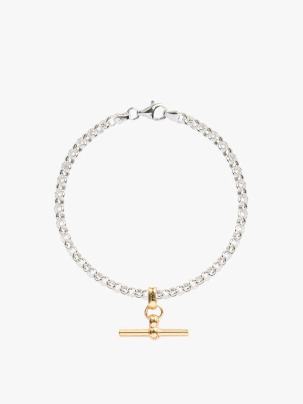 TS Silver Belcher Bracelet With Gold T-Bar Online Hot Sale