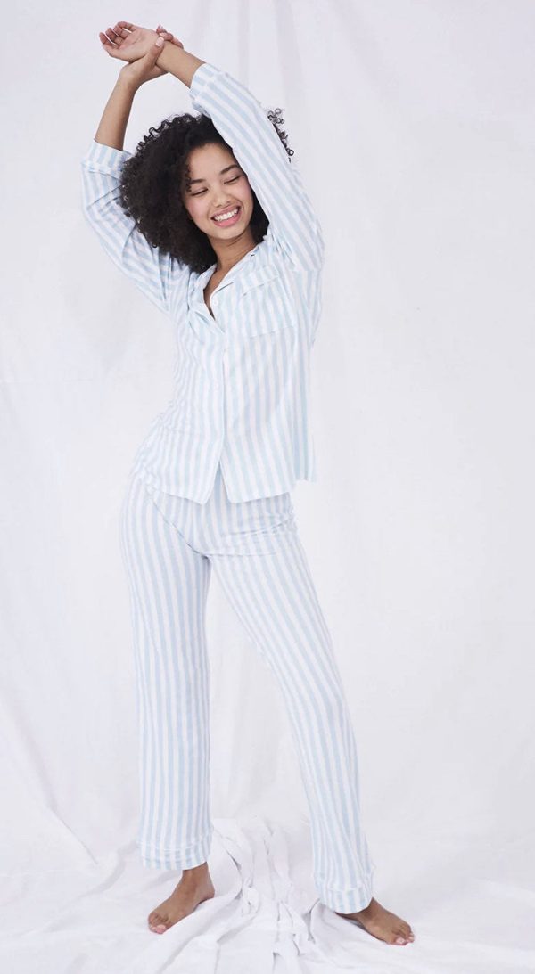 S&S Pale Blue Stripe PJ Set Online