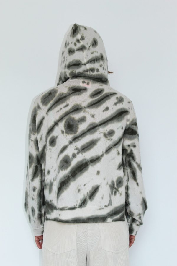 CRUSH Cashmere Tie Dye Tel Aviv Hoodie in Khaki Hot on Sale